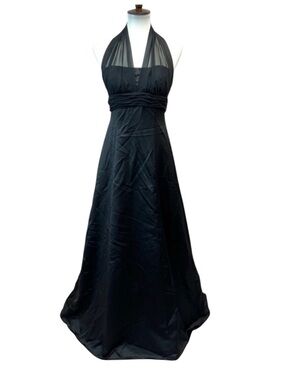 David’s Bridal Black Chiffon Overlay Bridesmaids Maxi Ball Gown